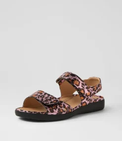 Women SUPERSOFT Comfort|Flats-Kendals Purple Metallic Leopard Leather Sandals
