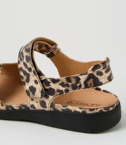 Women SUPERSOFT Comfort|Flats-Kendals Tan Leopard Leather Sandals