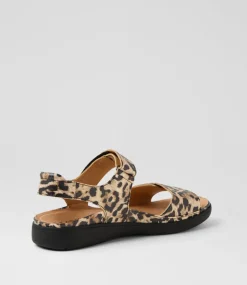 Women SUPERSOFT Comfort|Flats-Kendals Tan Leopard Leather Sandals