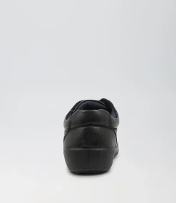 COLORADO Junior School Shoes-Kenny Jnr Spongebob Black Leather Lace Up Flats