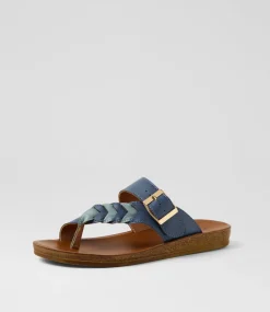 Women I LOVE BILLY Flats|Sandals-Kessica Blue Multi Sandals