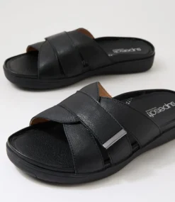 Women SUPERSOFT Comfort|Sandals-Kimmies Black Leather Sandals