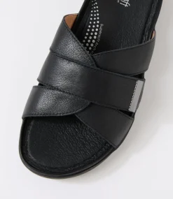 Women SUPERSOFT Comfort|Sandals-Kimmies Black Leather Sandals