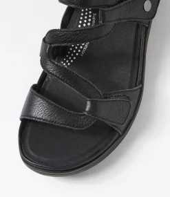 Women SUPERSOFT Comfort|Flats-Kirrlie Black Leather Sandals