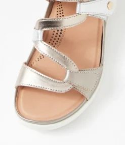 Women SUPERSOFT Comfort|Flats-Kirrlie Metallic White Leather Sandals