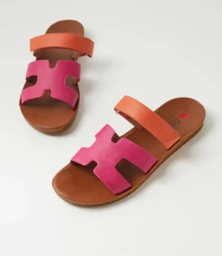 Women I LOVE BILLY Flats|Sandals-Kistali Fuchsia Orange Sandals