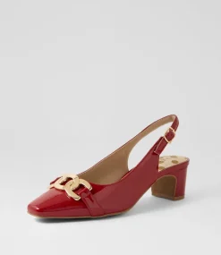 Women SUPERSOFT Comfort|Heels-Klever Deep Red Patent Leather Heels