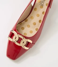 Women SUPERSOFT Comfort|Heels-Klever Deep Red Patent Leather Heels