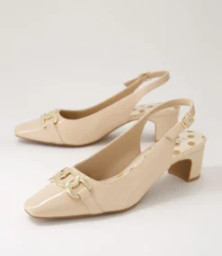 Women SUPERSOFT Comfort|Heels-Klever Nude Patent Leather Heels