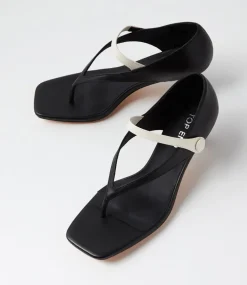 Women TOP END Heels|Sandals-Kolla Black Ivory Leather Sandals