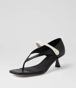 Women TOP END Heels|Sandals-Kolla Black Ivory Leather Sandals