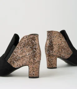 Women I LOVE BILLY Boots-Kollom Black Bronze Speck Microsuede Ankle Boots