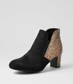 Women I LOVE BILLY Boots-Kollom Black Bronze Speck Microsuede Ankle Boots