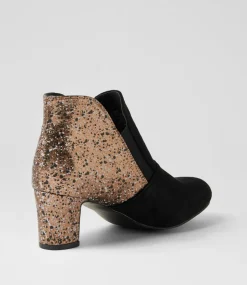 Women I LOVE BILLY Boots-Kollom Black Bronze Speck Microsuede Ankle Boots