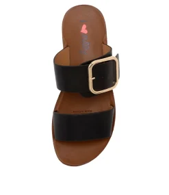 Women I LOVE BILLY Flats|Sandals-KORIEMUS BLACK SMOOTH
