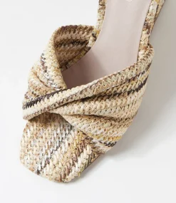 Women TOP END Wedges|Heels-Kotio Natural Multi Synthetic Raffia Sandals