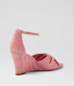 Women TOP END Espadrilles|Wedges-Kotio Pink Synthetic Raffia Sandals