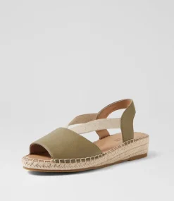 Women SUPERSOFT Comfort|Flats-Krissie Khaki Leather Sandals