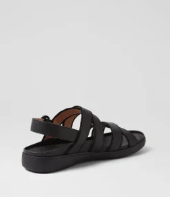 Women SUPERSOFT Comfort|Flats-Kristiie Black Dot Black Leather Suede Sandals