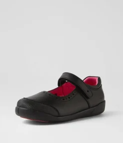 COLORADO Junior School Shoes-Kylie Junior E Hello Kitty Black Leather Shoes
