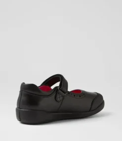 COLORADO Junior School Shoes-Kylie Junior E Hello Kitty Black Leather Shoes