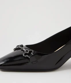 Women SUPERSOFT Comfort|Heels-Kystale Black Patent Leather Heels