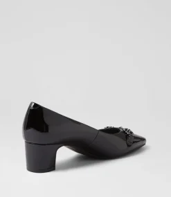 Women SUPERSOFT Comfort|Heels-Kystale Black Patent Leather Heels
