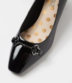 Women SUPERSOFT Comfort|Heels-Kystale Black Patent Leather Heels