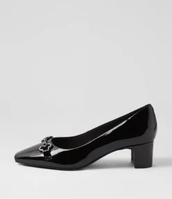 Women SUPERSOFT Comfort|Heels-Kystale Black Patent Leather Heels