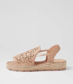 Women DIANA FERRARI Flats|Espadrilles-Lalina Dark Nude Leather Sandals