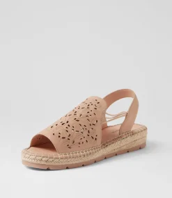 Women DIANA FERRARI Flats|Espadrilles-Lalina Dark Nude Leather Sandals