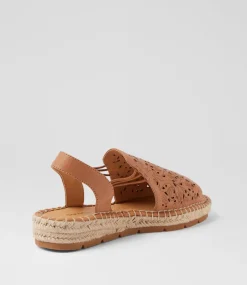 Women DIANA FERRARI Espadrilles|Flats-Lalina Dark Tan Leather Sandals