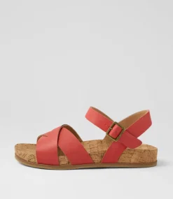 Women DIANA FERRARI Flats|Sandals-Lanse Cherry Leather Sandals