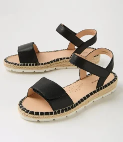 Women DIANA FERRARI Flats|Sandals-Lareen Black White Leather Sandals