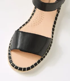 Women DIANA FERRARI Flats|Sandals-Lareen Black White Leather Sandals