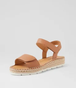 Women DIANA FERRARI Flats|Sandals-Lareen Dark Tan White Leather Sandals