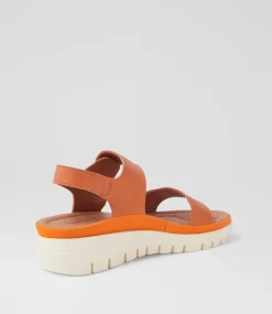 Women DIANA FERRARI Flats|Sandals-Larmeen Orange Leather Sandals
