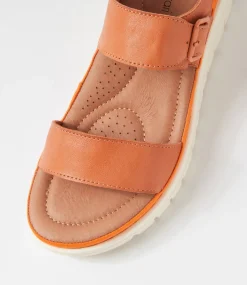 Women DIANA FERRARI Flats|Sandals-Larmeen Orange Leather Sandals
