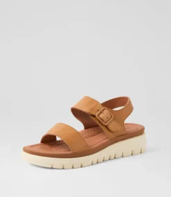Women DIANA FERRARI Heels|Flats-Larmeen Tan Leather Sandals