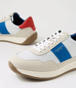 COLORADO Sneakers|Casuals-Larny White Blue Red Suede Nylon Sneakers