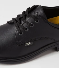 ROC Junior School Shoes-Larrikin Junior Black Leather Lace Up Shoes