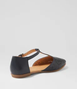 Women DIANA FERRARI Flats-Larvey Navy Leather Flat Shoes