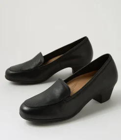 Women SUPERSOFT Heels|Flats-Lasha Black Leather Heels