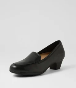 Women SUPERSOFT Heels|Flats-Lasha Black Leather Heels