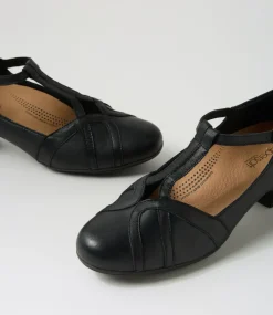 Women SUPERSOFT Comfort|Heels-Latissh Black Leather Heels