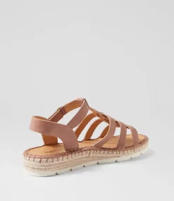 Women DIANA FERRARI Flats|Sandals-Latrobe Coffee Leather Sandals