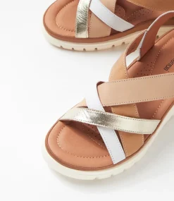 Women DIANA FERRARI Flats|Sandals-Launie Latte Leather Sandals