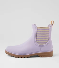 Women DIANA FERRARI Boots-Laurina2 Lilac Stripe Gumboot Ankle Boots