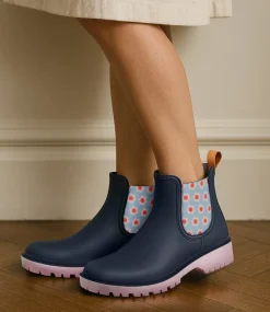 Women DIANA FERRARI Boots-Laurina2 Midnight Blue Floral Gumboot Ankle Boots