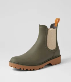 Women DIANA FERRARI Boots-Laurina2 Olive Gumboot Ankle Boots